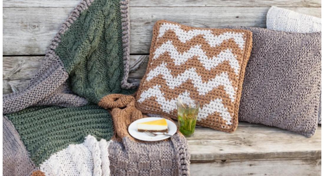 Learn tapestry crochet with this eye-catching herringbone cushion