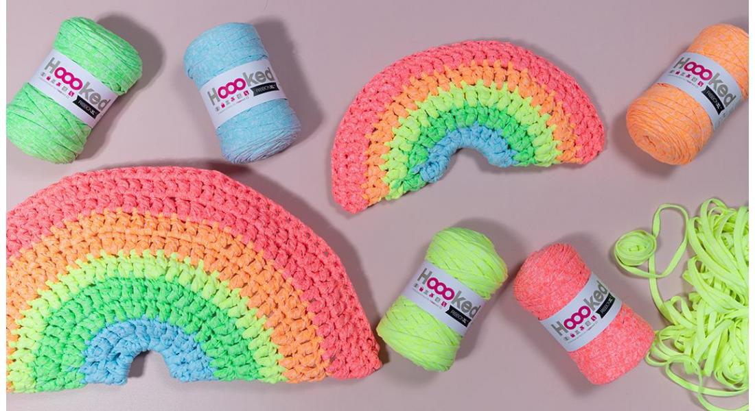 Colour boost: crochet rainbow cushion