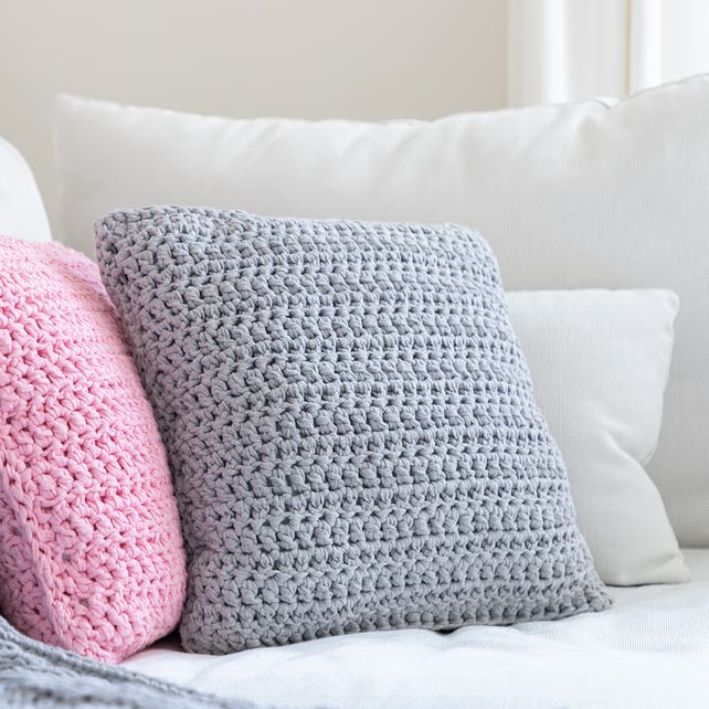 DIY Crochet Kit RibbonXL Cushion Silver Grey