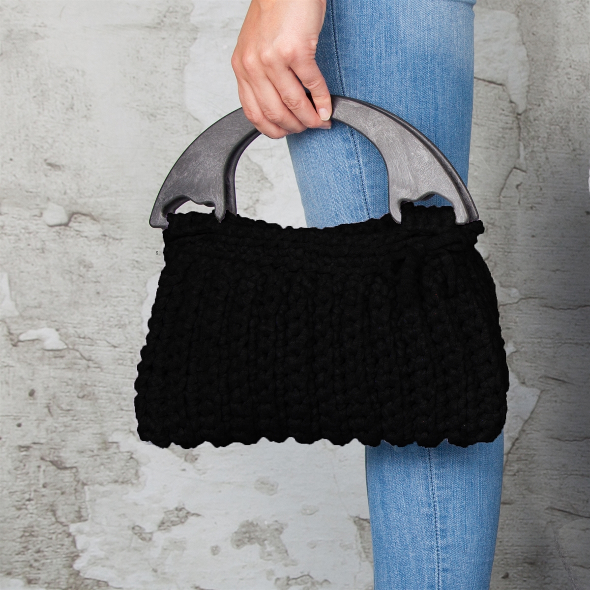 Kit de crochet para hacer uno mismo bolso Zpagetti Milano negro