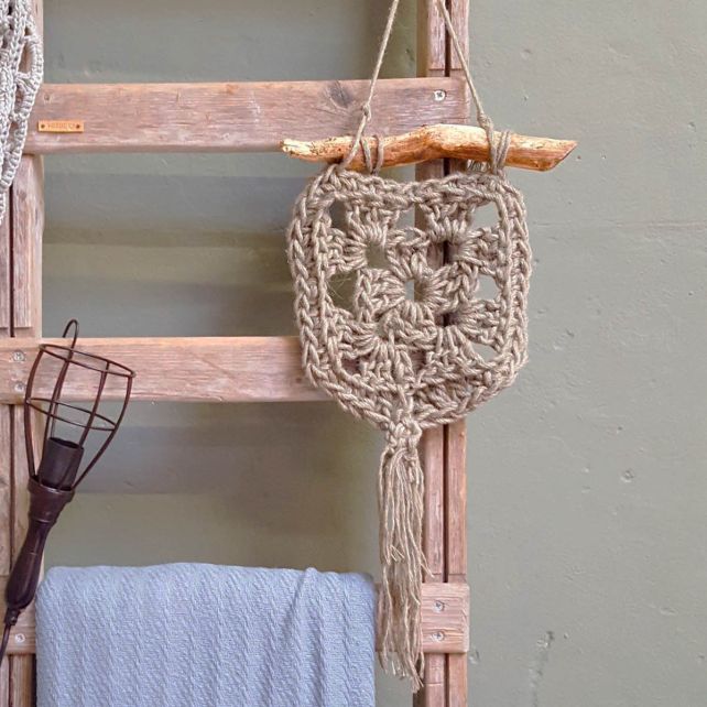 DIY Crochet Kit Wallhanger Elx Jute Vanilla Cream