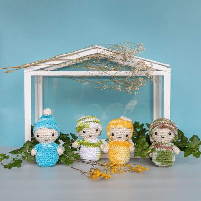 DIY Häkelset Kokeshi Vier Jahreszeiten Puppen