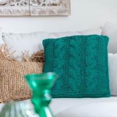 DIY Knitting Pattern RibbonXL Cable Cushion