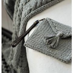 DIY Crochet Kit Knit look Clutch Silver Grey