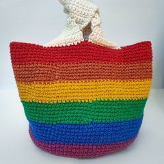 DIY Crochet Pattern Japanese Knot Bag Rainbow 