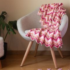 DIY Haakpatroon Chevron Pink Ripple Deken