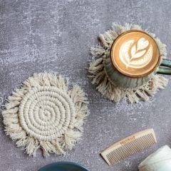 DIY Macramé Kit Coasters Guscio Almond