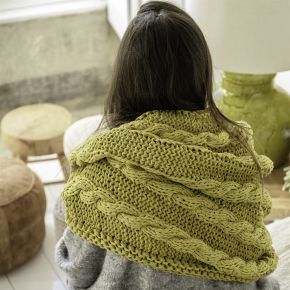 DIY Knitting Kit RibbonXL Cable Throw Spicy Ocre