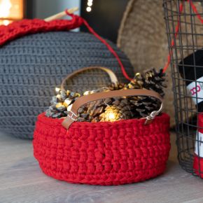 DIY Crochet Kit Zpagetti Basket Panama Red