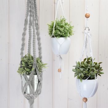DIY Kit Zpagetti Macram&eacute; Hanging Basket Gravel Grey