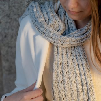 DIY Knitting Kit Scarf SpringBell Grey