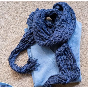 DIY Knitting Kit Scarf SpringBell Blue