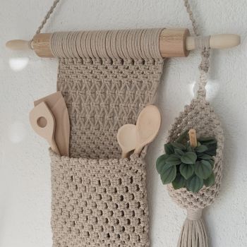 DIY Makramee-Anleitung Kochl&ouml;ffelhalter mit Blumenampel Ratatouille