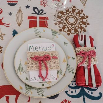DIY Kit de Crochet Delft Porte-serviette et Porte-carte de menu de No&euml;l