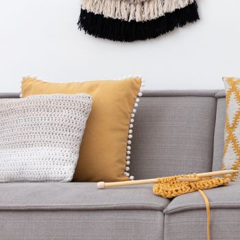 DIY Crochet kit cushion cover Java Sandy Grey