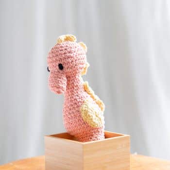 DIY Crochet Kit Seahorse Bubbles Eco Barbante Apricot