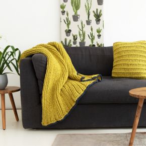 DIY Tunesian Crochet Pattern Textured Stripes Blanket and Cushion