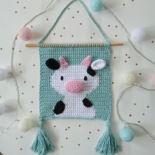 DIY Crochet Pattern Wallhanger Cow Kirby