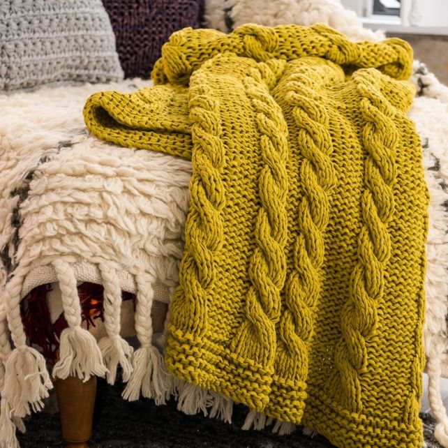 DIY Knitting Pattern RibbonXL Cable Throw