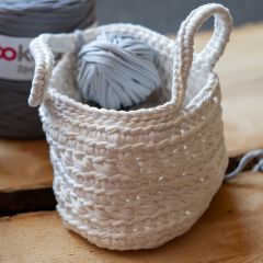 DIY Crochet Kit Zpagetti Basket Revisto Off-White