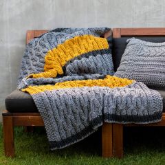 DIY Knitting Kit Cable Blanket Sagres - Ocre