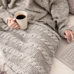 DIY Strick Kit RibbonXL Strickdecke Silver Grey