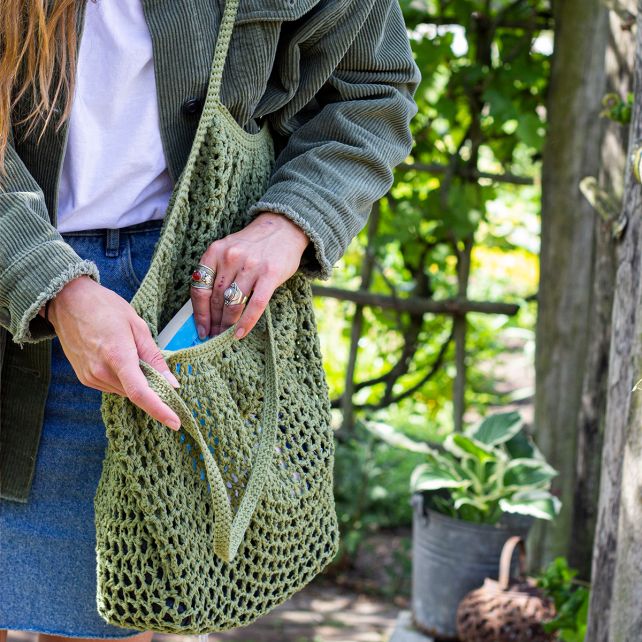Sac à Main En Laine Crocheté Vert Et Jaune - Fait Main En Israël - Modèle 'Handmade' Par Rivka Filin