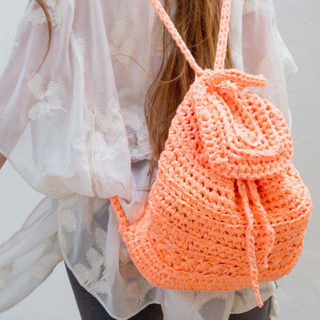 Crochet Drawstring Boho Backpack (NWOT) The Sak Boho Chic Crochet Drawstring Backpack Tan Khaki  main image 4