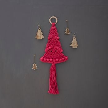 DIY Macramé Kit Christmas Tree Wall Hanger Coral