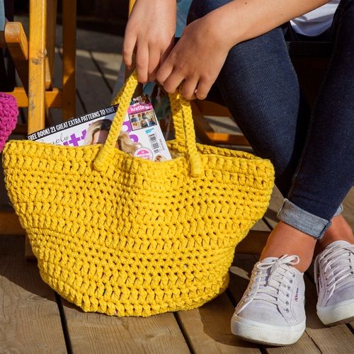 DIY Kit de Ganchillo Bolsa Avila RibbonXL Lemon Yellow