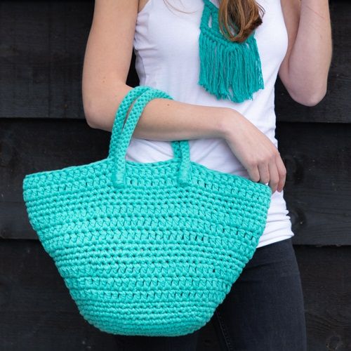 DIY Kit Sac de plage Avila au crochet RibbonXL « Happy Mint »