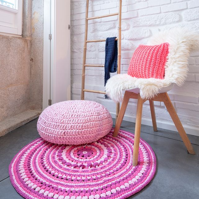 DIY Haakpakket Island vloerkleed RibbonXL Crazy Plum