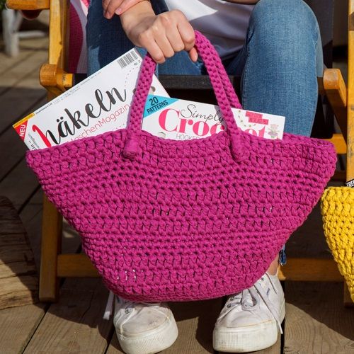 DIY Häkelset Avila Strandtasche RibbonXL Crazy Plum