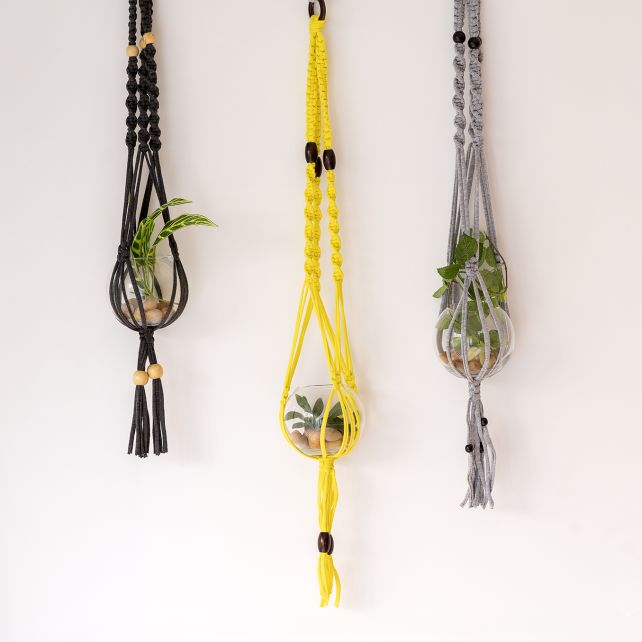 DIY Patrón Para Cesta Colgante De Macramé Con Zpagetti