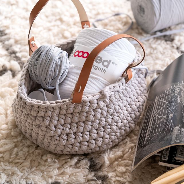 DIY Crochet Kit Zpagetti Basket Panama Beige