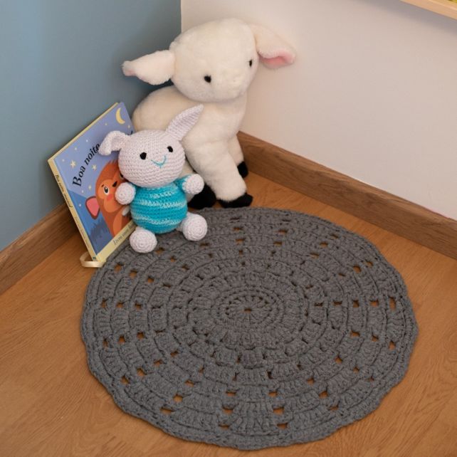 Tapis Mandala à faire soi-même au crochet RibbonXL Gris Pierre