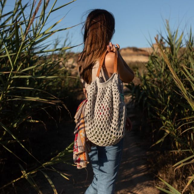 DIY Kit de Crochet Bolso de Compra Bologna Biscuit