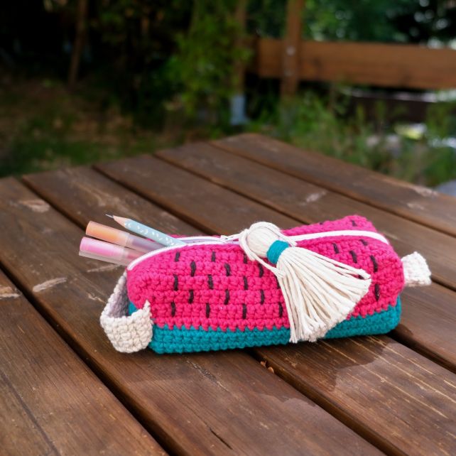 DIY Crochet Kit Watermelon Pencil Case