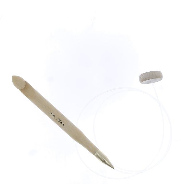 Crochet Afghan Shirotake 15 mm avec cordon souple 80 cm