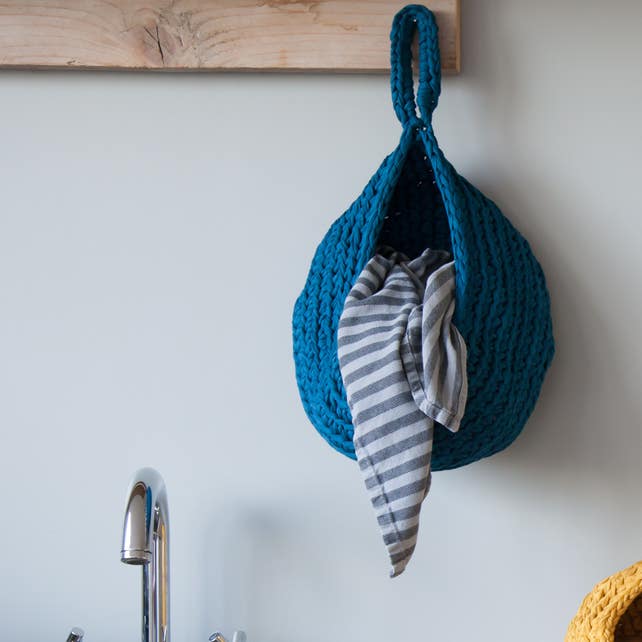 DIY Crochet Kit Storage Bag Dark Blue