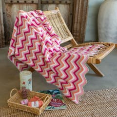 DIY Crochet Kit Chevron Pink Ripple Blanket 