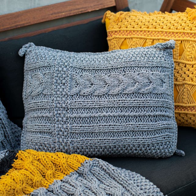 DIY Knitting Kit Cushion Sesimbra - Stone Grey