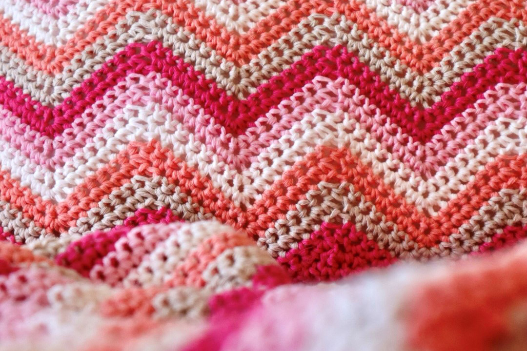 DIY Crochet Kit Chevron Pink Ripple Blanket